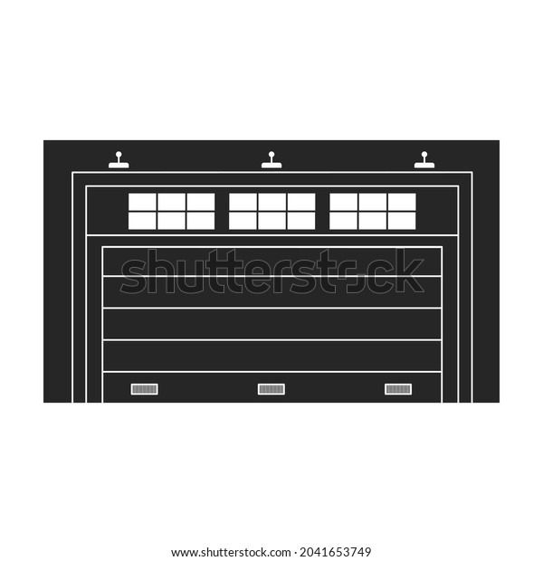 Door garage vector black icon. Vector\
illustration gate house on white background. Isolated black\
illustration icon of door\
garage.