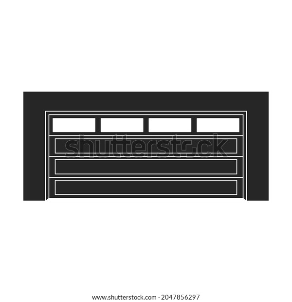 Door garage vector black icon. Vector\
illustration gate house on white background. Isolated black\
illustration icon of door\
garage.
