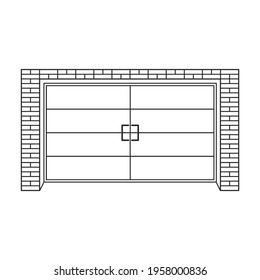 Door Garage Vector Outline Icon. Vector Illustration Gate House On White Background. Isolated Outline Illustration Icon Of Door Garage.