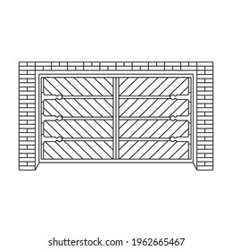 Door garage vector outline icon. Vector illustration gate house on white background. Isolated outline illustration icon of door garage.