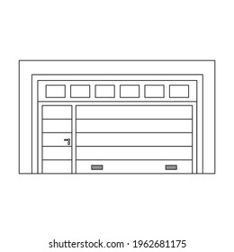 Door garage vector outline icon. Vector illustration gate house on white background. Isolated outline illustration icon of door garage.