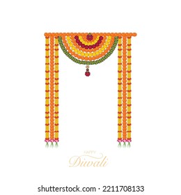 door garland and bunting for indian festival vector illustration