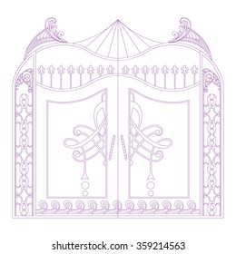 Door gate design entrance two sides purple paint 