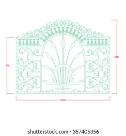 Door gate entrance design pattern arc sides flower with dimension

