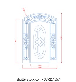 Door gate vintage design with dimension blue paint