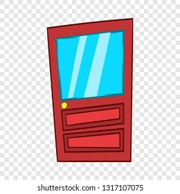 Door with glass icon in cartoon style on a background for any web design 