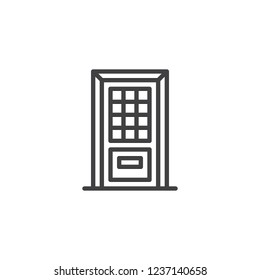 Door with glass window outline icon. linear style sign for mobile concept and web design. Entrance door simple line vector icon. Symbol, logo illustration. Pixel perfect vector graphics