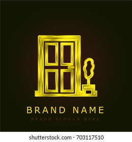 Door golden metallic logo