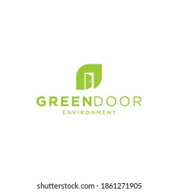 Door Green Leaf Environment Fresh Logo Design Vector