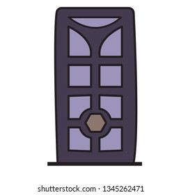 door hand draw icon flat color