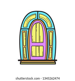 door hand draw icon flat color