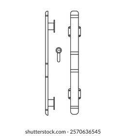 Door handle architecture security symbol latest minimalist exit icon vector. Flat house access lock knob detail concept