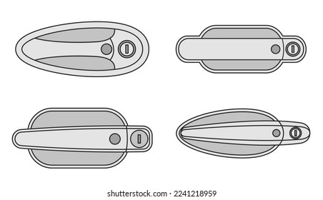 Door handle of car vector color set icon. Vector illustration automobile lock on white background. Isolated color set icon door handle of car.