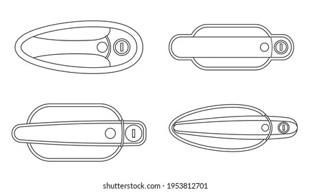 Door handle of car vector outline set icon. Vector illustration automobile lock on white background. Isolated outline set icon door handle of car.