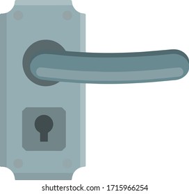 Door handle. Doorway and entrance element. Lock and keyhole. Cartoon flat icon isolated on white. Opening and closing