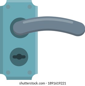 Door handle. Doorway and entrance element. Lock and keyhole. Cartoon flat icon isolated on white. Opening and closing