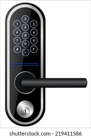Door handle electronic touch lock.Vector illustration.