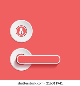 door handle, flat icon isolated on a red background for your design