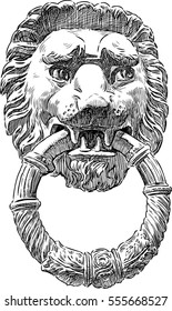 the door handle in the form of the lion head
