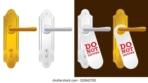 Door handle in gold and silver - vector illustration