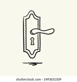 Door handle. Hand drawn vector illustration.