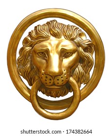 The door handle - the head of a lion. Vector illustration.