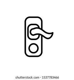 Door handle icon design simple, security safety technology isolated , logo office professional template element, outline solid background white modern save
