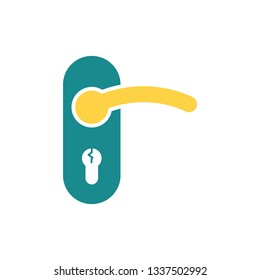 Door handle icon. Flat color design. Vector illustration.