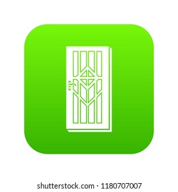 Door with handle icon green vector isolated on white background