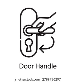 door handle icon with hand opening line drawing style
