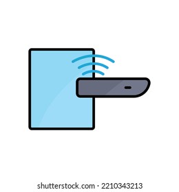 door handle icon illustration with signal. icon related to smart device. lineal color icon style. Simple design editable