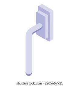 Icono de mango de puerta. Isometric, icono vectorial de la manecilla de la puerta para el diseño web aislado en fondo blanco