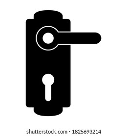 Door handle icon in modern silhouette style design. Vector illustration isolated on white background.