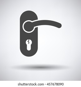 Door handle icon on gray background, round shadow. Vector illustration.