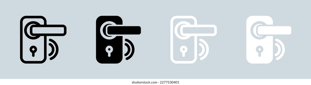 Door handle icon set in black and white. Lock signs vector illustration.