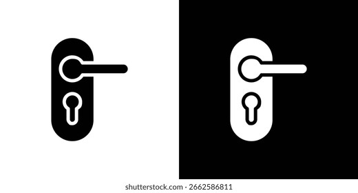 Door handle icon set in black glyph style. silhouette collection vector illustration.