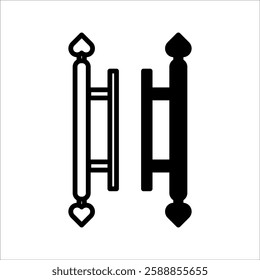 Door handle icon set line and color filled vector icons editable, with white background