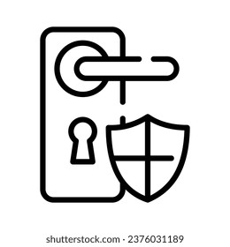 Türgriff Symbol mit Schild. Symbol für die Sicherheit der verlogenen Tür
