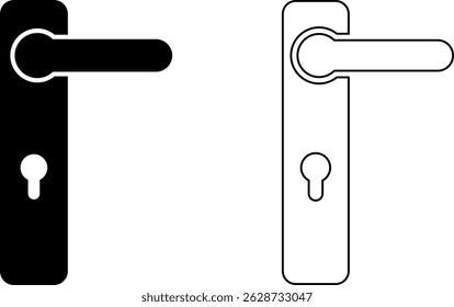 Door handle icon. Smart house security system. Metal items interior symbols doorknob. Locks handles
