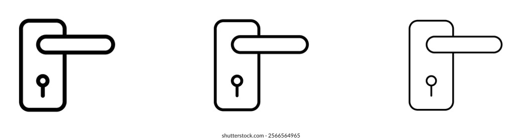 Door handle icon in tree different line stroke sizes.