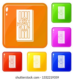 Door with handle icons set collection vector 6 color isolated on white background