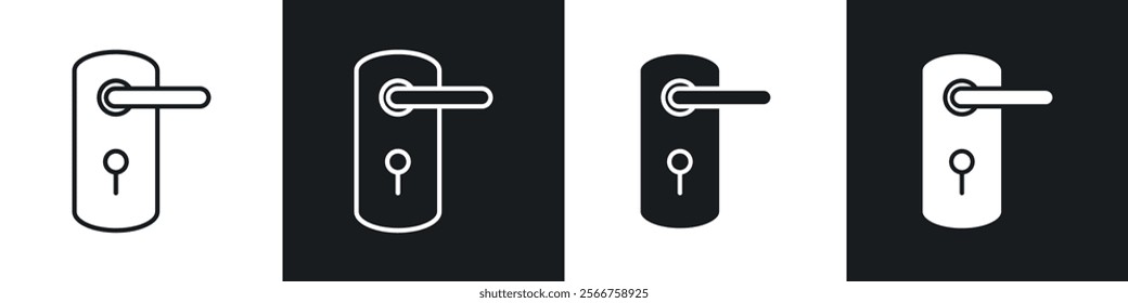 Door handle icons in Thin line black color. flat simple vector symbols illustration.