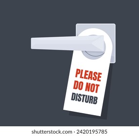 Door handle with the inscription Please do not disturb. Closed hotel door handles. Vector illustration