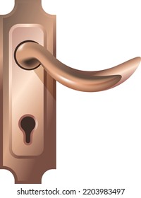 Door handle with key hole for unlocking and locking, open and close. Knob accessories and decoration for interior design, home renovation and fixing. Tools in shop or store. Vector in flat style