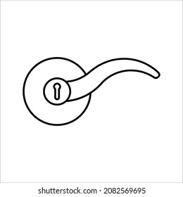 Door handle with key hole vector icon for security on white background. color editable