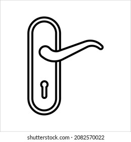 Door handle with key hole vector icon for security on white background. color editable