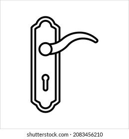 Door handle with key hole vector icon for security on white background. color editable