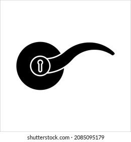 Door handle with key hole vector icon for security on white background. color editable
