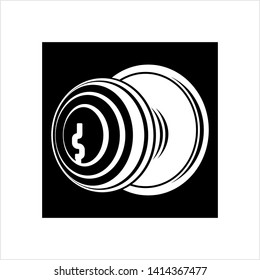 Door Handle Knob Icon, Door Latch Vector Art Illustration