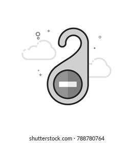 Door handle label icon in flat outlined grayscale style. Vector illustration.